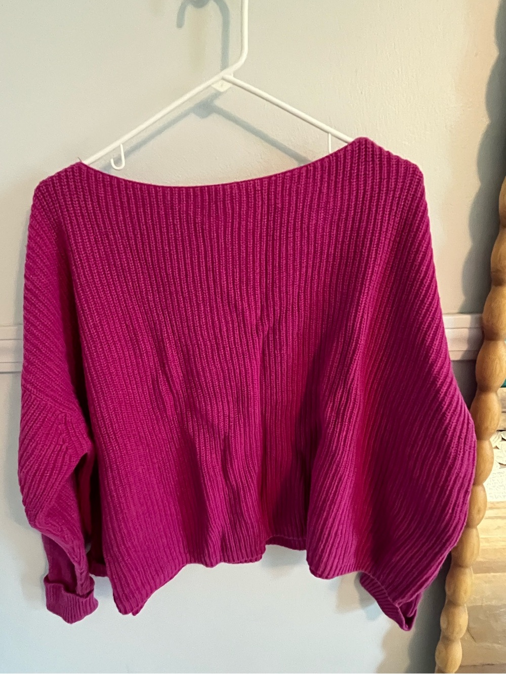 Women's Oversized Rib-Knit Sweater — Purple